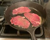 A picture of step 1 of Steak Diane.