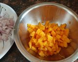 A picture of step 1 of Mango salsa dip with nachos.