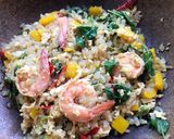 A picture of step 3 of Keto Shrimp Basil Fried Rice.