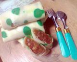 Foto langkah ke 6 dari resep Dadar gulung Motif Polkadot NO SANTAN, Isi selai pisang LUMEEERR,SUPER SOFT dan SIMPLE.
