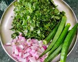 A picture of step 1 of Okra Amaranth Fry.