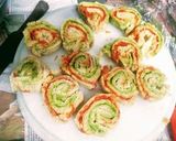 A picture of step 28 of Pinwheel sandwiches with vegetable soup.