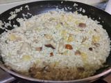 Risotto de setas, queso azul y manzana