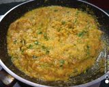 A picture of step 2 of Turnip saag with makki roti.