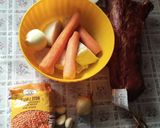 1934. Vörös lencse főzelék füstölt hússal és sült füstölt karajjal ! recept fázis 1 fotója