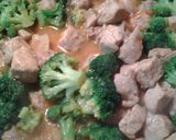 A picture of step 5 of Pork a l'Orange with broccoli.