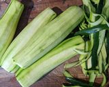 A picture of step 2 of Courgette spaghetti in cream sauce - gluten free, spiralized veg.