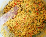 A picture of step 5 of Abacha/Afrian salad.