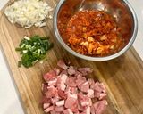 A picture of step 1 of Kimchi Fried Rice.