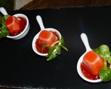 Foto del paso 3 de la receta Bombón de queso manchego, confitura de pimiento y salsa de Oporto en cucharitas (Thermomix)