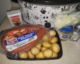 A picture of step 1 of Kielbasa & Potatoes in Crockpot.