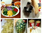 A picture of step 1 of Pineapple Fried Rice with peppered chicken and fried plantain.