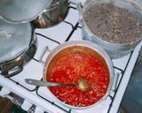 A picture of step 2 of Yam and beans with assorted meat stew.