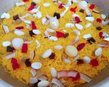 A picture of step 6 of Zarda Chawal 🧡❤️💛.
