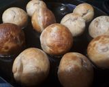 A picture of step 3 of Dal baatis in appe pan.