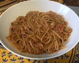 Une image de l'étape 14 de Linguines rouges au bouillon de moules, tomates, mascarpone et Gorgonzola.