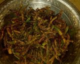 A picture of step 5 of Kurkere Bhindi.