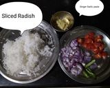 A picture of step 2 of Raddish(Mullangi)Kotthu Parotta.