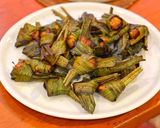 A picture of step 8 of Chicken wrapped in fragrant pandanus leaves. (Pandan Chicken).