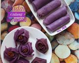 Foto langkah ke 6 dari resep Dadar Gulung Bunga Mawar Ubi Unggu 🌹.