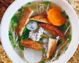 Hình bước làm 2 của món Bún chả cá, thịt bằm