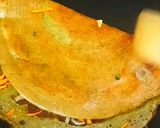 A picture of step 5 of Pesarattu or Green Moong Dosa.