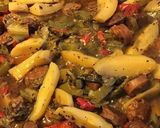 Une image de l'étape 3 de Pommes de terre poivrons et chou kale au chorizo.