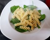 A picture of step 2 of My Chicken, Chorizo pasta dish with melted Gloucstershire cheese.