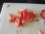 Muslitos de pollo con salsa de setas con verduras