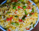 A picture of step 8 of Vegetable Fried Rice.