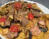 A picture of step 2 of Maqluba with Beef.