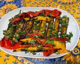 Une image de l'étape 15 de Aubergines chinoises et poivrons grillés aux épices et coriandre (recette plancha).