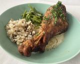 Foto del paso 14 de la receta: Pavo teriyaki al horno con judías verdes en salsa de ajo y arroz salvaje
