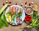 A picture of step 10 of Rainbow Spring Rolls.