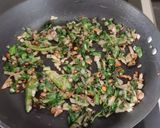 A picture of step 4 of Brahmi  leaves and egg subji.