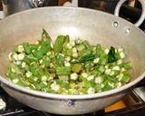 A picture of step 3 of Rice with Bhindi (Okra)  Stir fry.