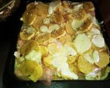 Foto del paso 5 de la receta: Pastel de papas fritas en rodajas, pollo y jamón