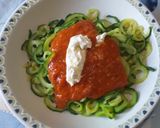 A picture of step 3 of Zucchini Noodles with Tomato Sauce and Cream Cheese.