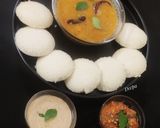 A picture of step 1 of Idli & red khara chutney, sambhar (Mother daughter love emoji).