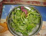 A picture of step 1 of Bathua Saag With Pakora And Potato Curry.