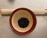 A picture of step 1 of Black Sesame Latte.