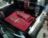 A picture of step 4 of Beef and bacon roll ups "rouladen".