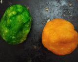 A picture of step 2 of Tri color shrimp shape pitha.