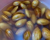 A picture of step 1 of Badam ka sheera badam halwa.