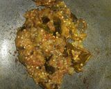 A picture of step 8 of Brinjal matar kheema.