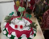 A picture of step 12 of Christmas 🍫 chocolate choco chips whip cream cake.