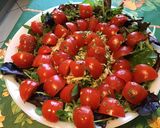 Une image de l'étape 10 de Salade de poulet aux tomates, courgette et jeunes pousses sauce ciboulette olive.