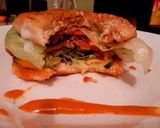 A picture of step 8 of Burger served with bhajias.
