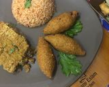 A picture of step 5 of Fried Kibbeh, Baked Kibbeh (Kibbeh bil Sanieh), or Kibbeh Balls.