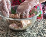A picture of step 2 of Cambodian grilled chicken over rice.